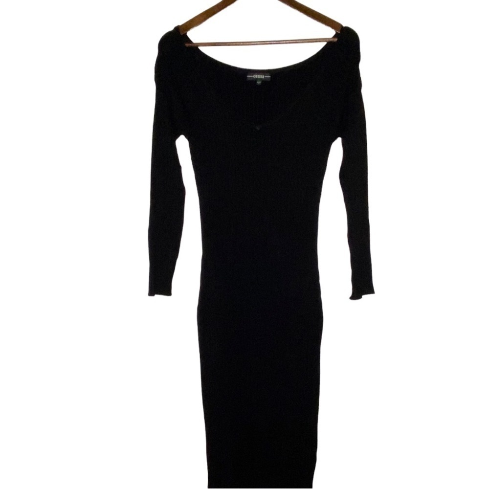 Guess Aly Rib Knit Bodycon Sweater Dress Dark Romance Grunge NEW‎ Women L